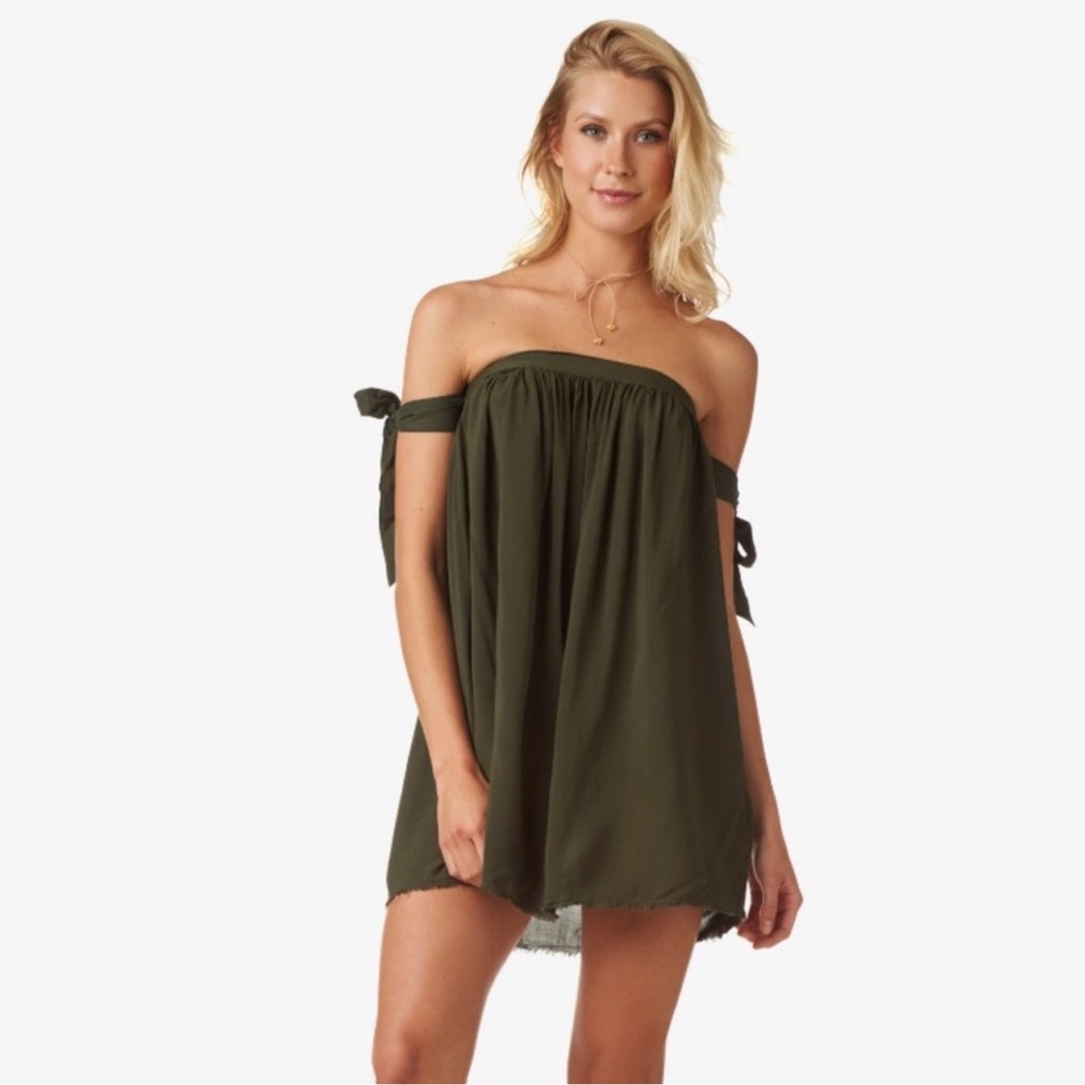 Army Green off the shoulder dress